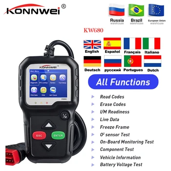 

Konnwei KW680 code reader 5pc/lot scanner Multi-language full obd2 function kw 680 In Russian car diagnostic tool pk AD310 OM123