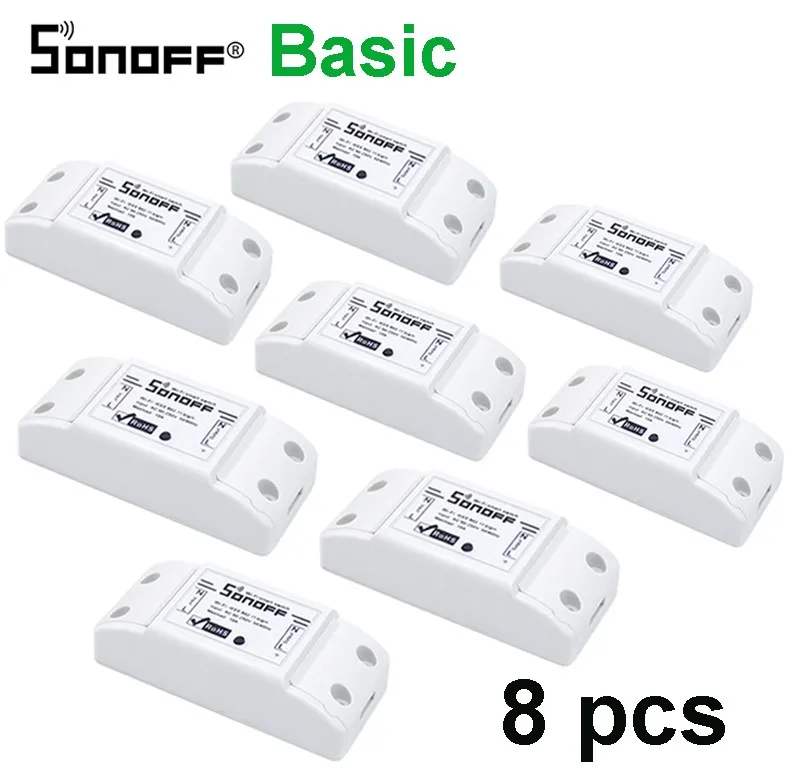 Itead Sonoff Basic R2 Wifi DIY умный беспроводной пульт дистанционного управления Domotica Licht модуль контроллера Werk met Alexa Google Home eWeLink - Комплект: Sonoff Basic 8pcs