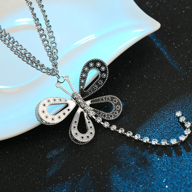 Ajojewel стразы Бабочка длинное ожерелье с кисточками для женщин Bijoux новые модные