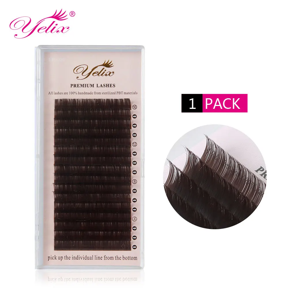 

Yelix Dark Brown Lashes Mink Eyelash Extension Natural False Eyelashes Eye Lashes Fake Individual Lash Extensions 0.07/0.10