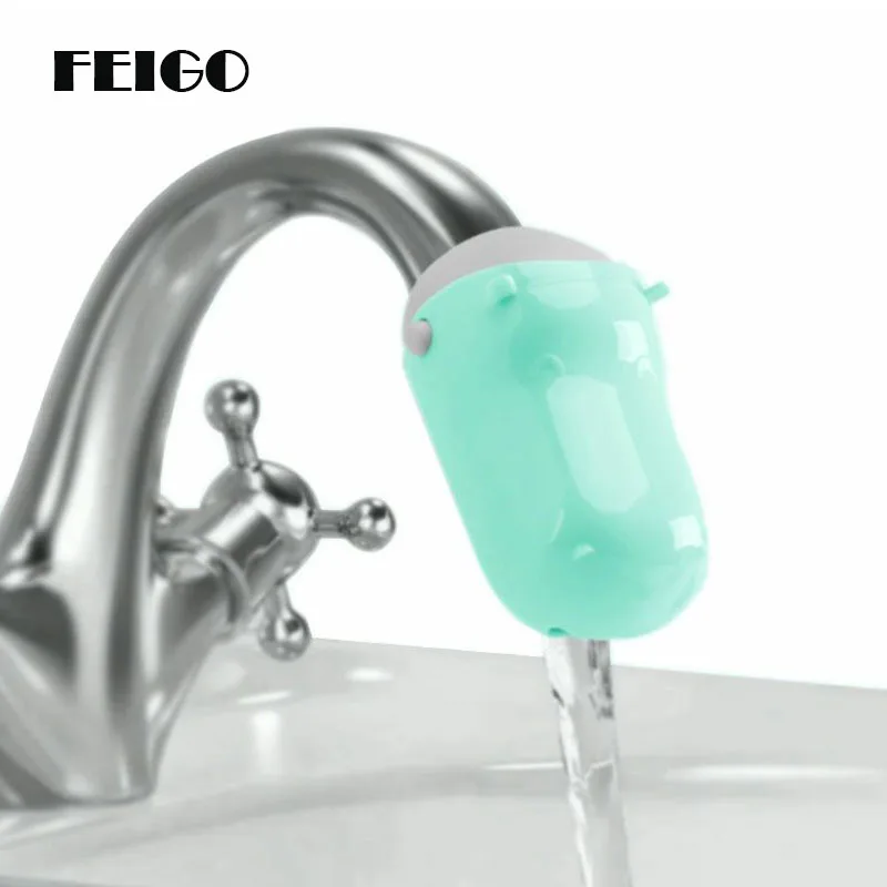 FEIGO Children Washing Faucet Extender Soft Silicone Cartoon Washing