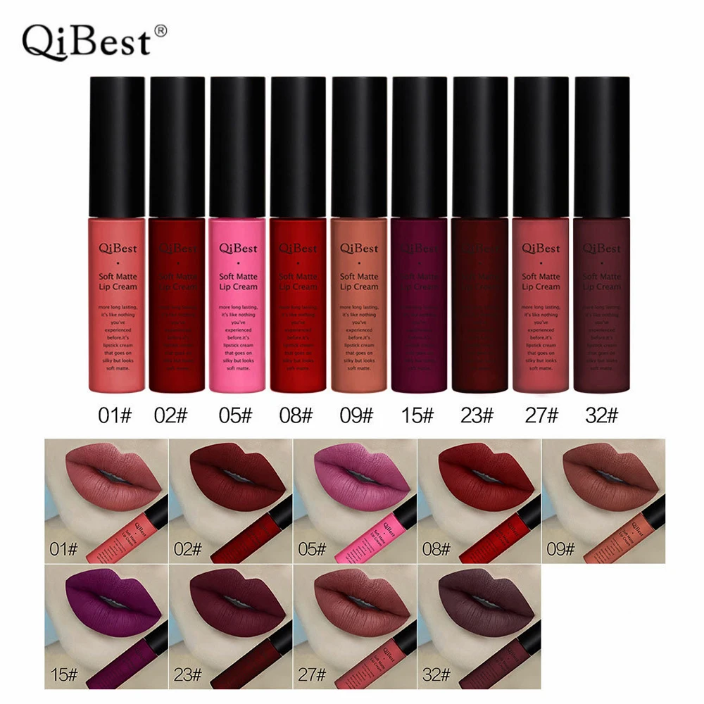 

Qibest 9Pcs/set Makeup Set Matte Lipgloss Kit Long Lasting Choose Colors Waterproof Soft Texture Lip Gloss Matte Liquid Lipstick