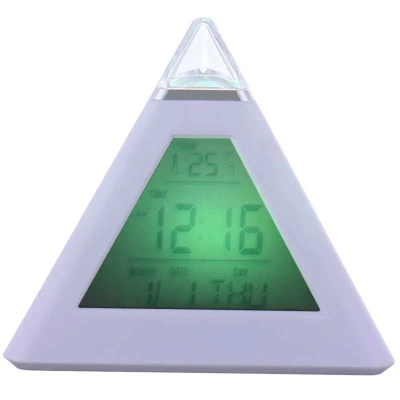 Home Table Digital Clock Triangle Desk Clocks With LED Light Changing