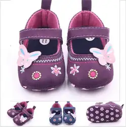 2018 Симпатичные для маленьких девочек малышей кроватки обувь бантом обувь с вышивкой новорожденных Prewalker нескользящей детская мягкая