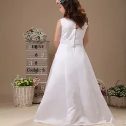 Красивые Простые Белые Платья с цветочным узором для девочек на заказ, платья для первого причастия