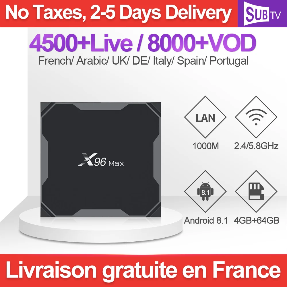 

X96 MAX Plus IPTV French Arabic Spain Subscription 2G 16G QHDTV Android box IPTV German Belgium Dutch France Arabic IP TV X96