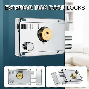 

Multiple Insurance Lock Exterior Iron Door Locks Security Anti-theft Lock Wood Gate Lock For Door Furniture Hardware 4Types