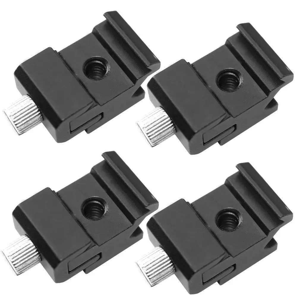 Cold Shoe Mount Flash Stand Adapter with 1/4" 20 Thread Holes for DSLR