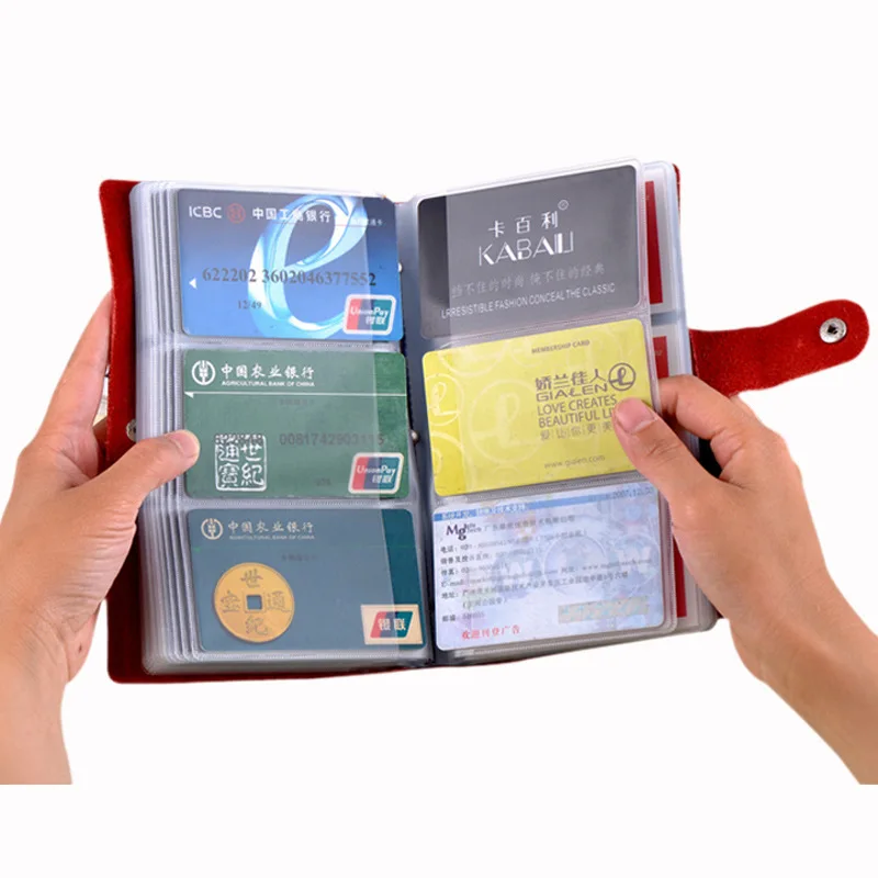  New Leather Large Capacity 90 Card Bit Business Card Holder Credit Card Cover Men And Women 8 Colors Card & ID Wallet Bag 