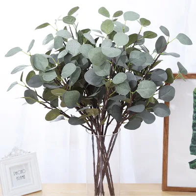 

Simulation Artificial Plant Eucalyptus Green Leaves for Home Decor Wedding Plants Faux Fabric Foliage Home Shop Garden Party