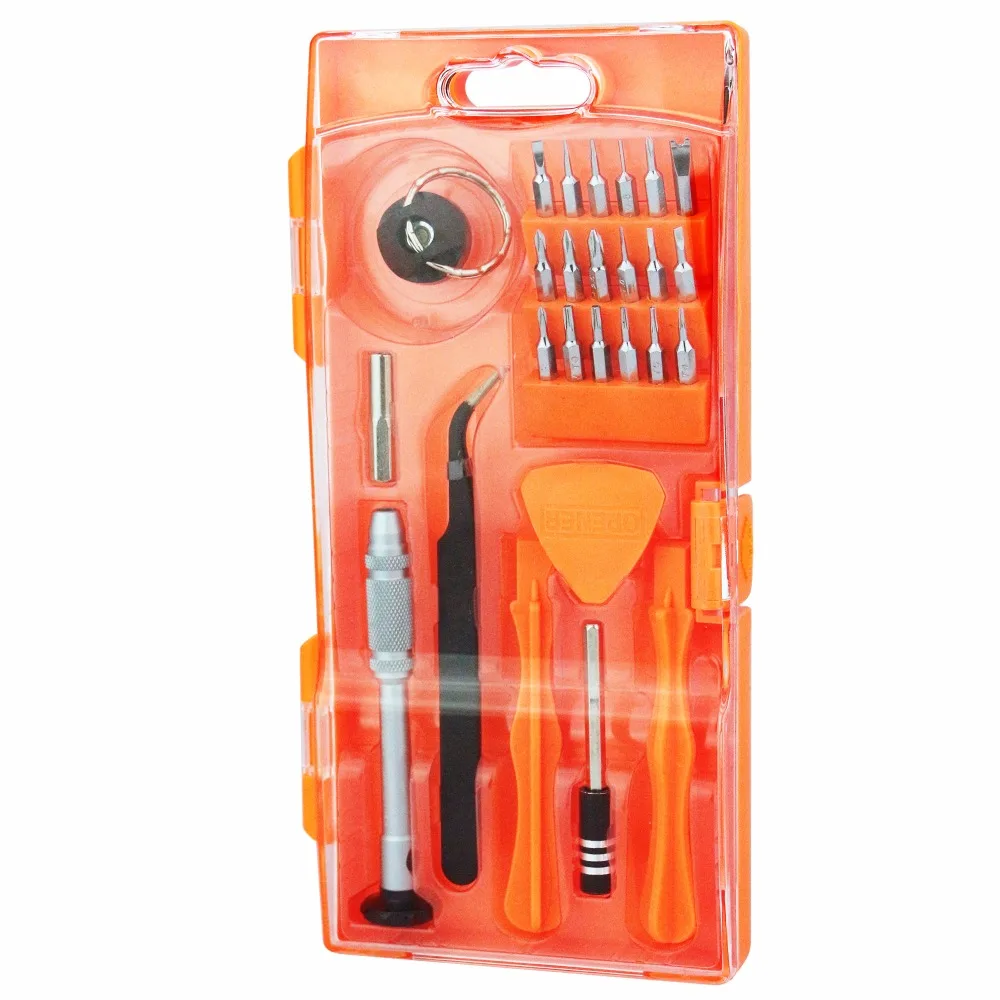 JAKEMY 26 in 1 Mobile Phone Repair Tools Kit Spudger Prying Screen Opening Tool Screwdriver Tweezers Set for iPad iPhone