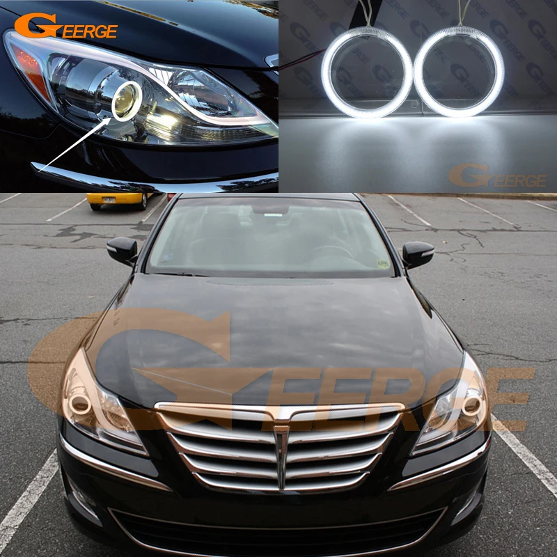 

For HYUNDAI GENESIS 2012 2013 2014 Xenon headlight Excellent Ultra bright illumination CCFL Angel Eyes kit Halo Rings