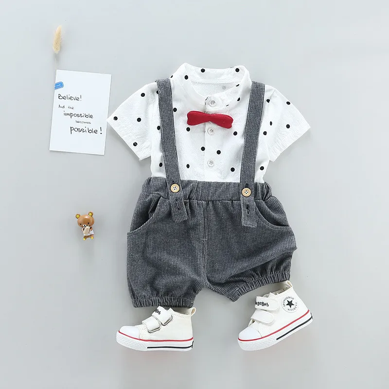 

BibiCola summer Baby Boys Clothing Set Toddler Baby Boys Outfits Small Children Kids Clothing Set Bib + T-shirt newborn baby Set