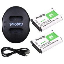 PROBTY 2Pcs NP-BX1 np bx1 batteries + Portable Dual USB Charger for Sony HDR-AS100v AS30 AS15 DSC-RX100 HX400 WX350 camera