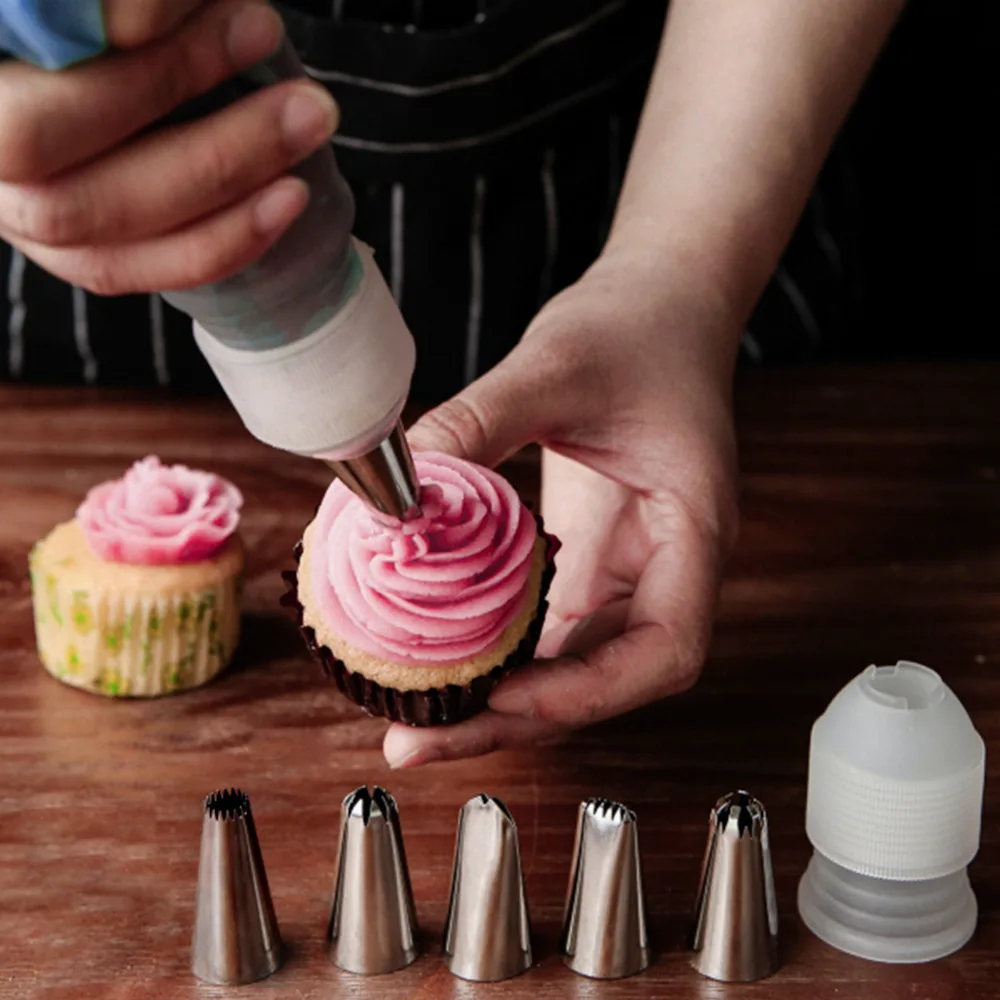 24Pcs Stainless Steel Pastry Nozzles Set Cream Russian Piping Tips Bakery Cupcake Cake DIY Decorating Tools