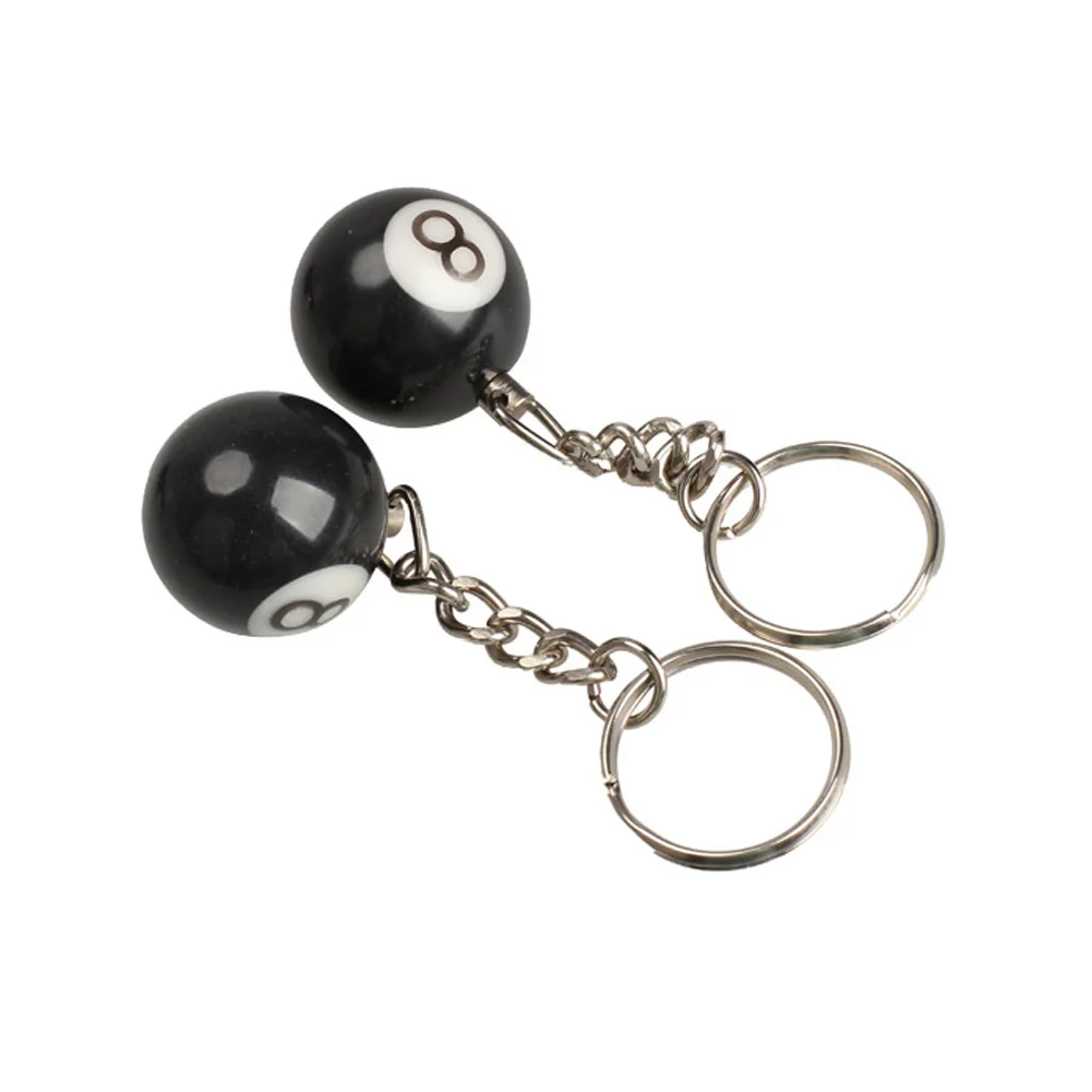 

Portable Keyrings For Men 2pcs Billiard Pool Keychain Snooker Table Ball Key Ring Gift Lucky NO 8 Key buckle Pendant Keychains