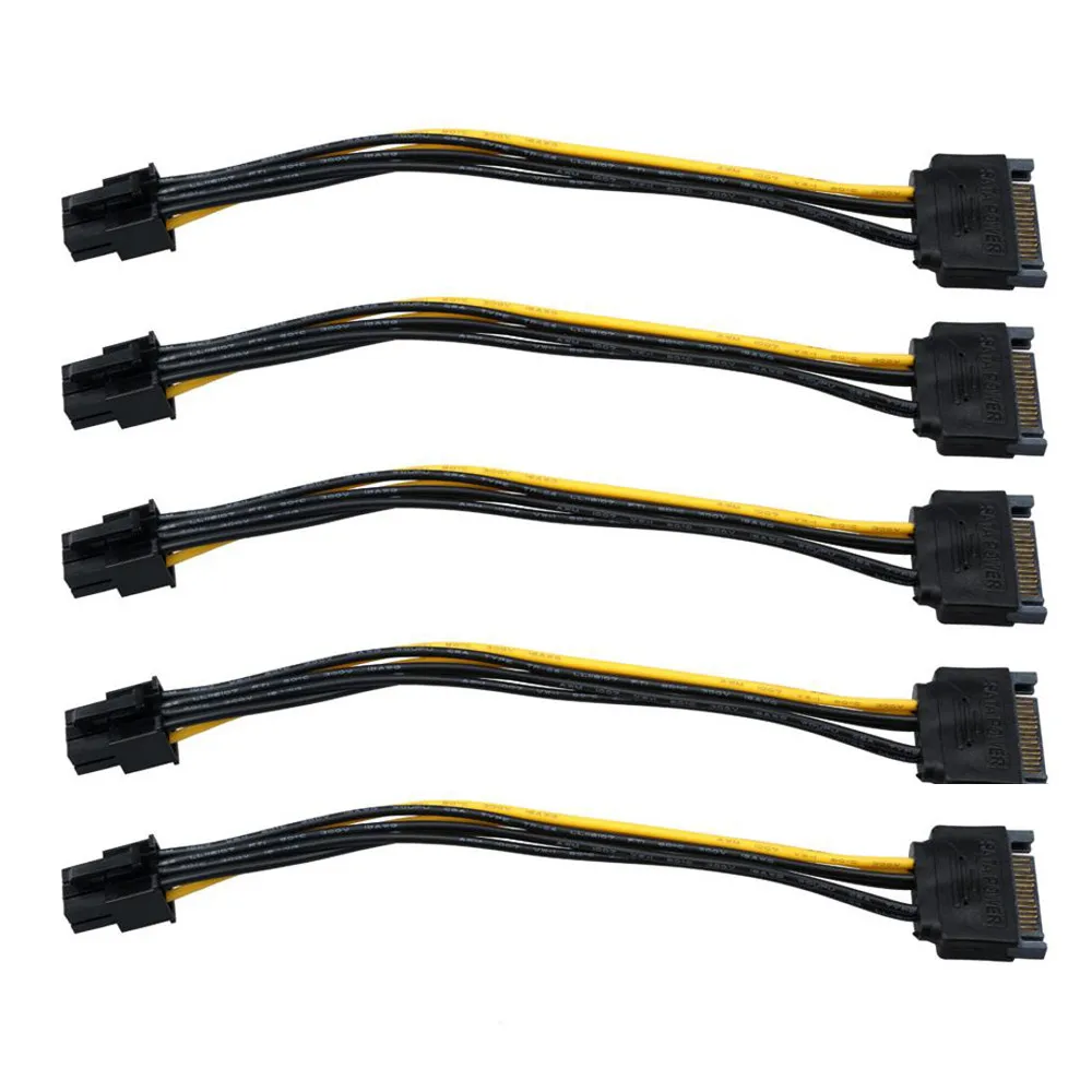 5Pcs SATA Power Cable 15 Pin To 6 Pin PCI EXPRESS PCI-E Sata Graphics Converter Adapter Video Card Power Cable Cord Dropshipping 5Pcs SATA Power Cable 15 Pin To 6 Pin PCI EXPRESS PCI-E Sata Graphics Converter Adapter Video Card Power Cable Cord Dropshipping