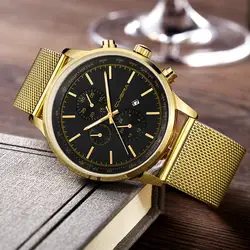 CUENA Элитный бренд лучший бренд роскошные кожаные Водонепроницаемый часы бизнес класса Relogio мужские часы Masculino