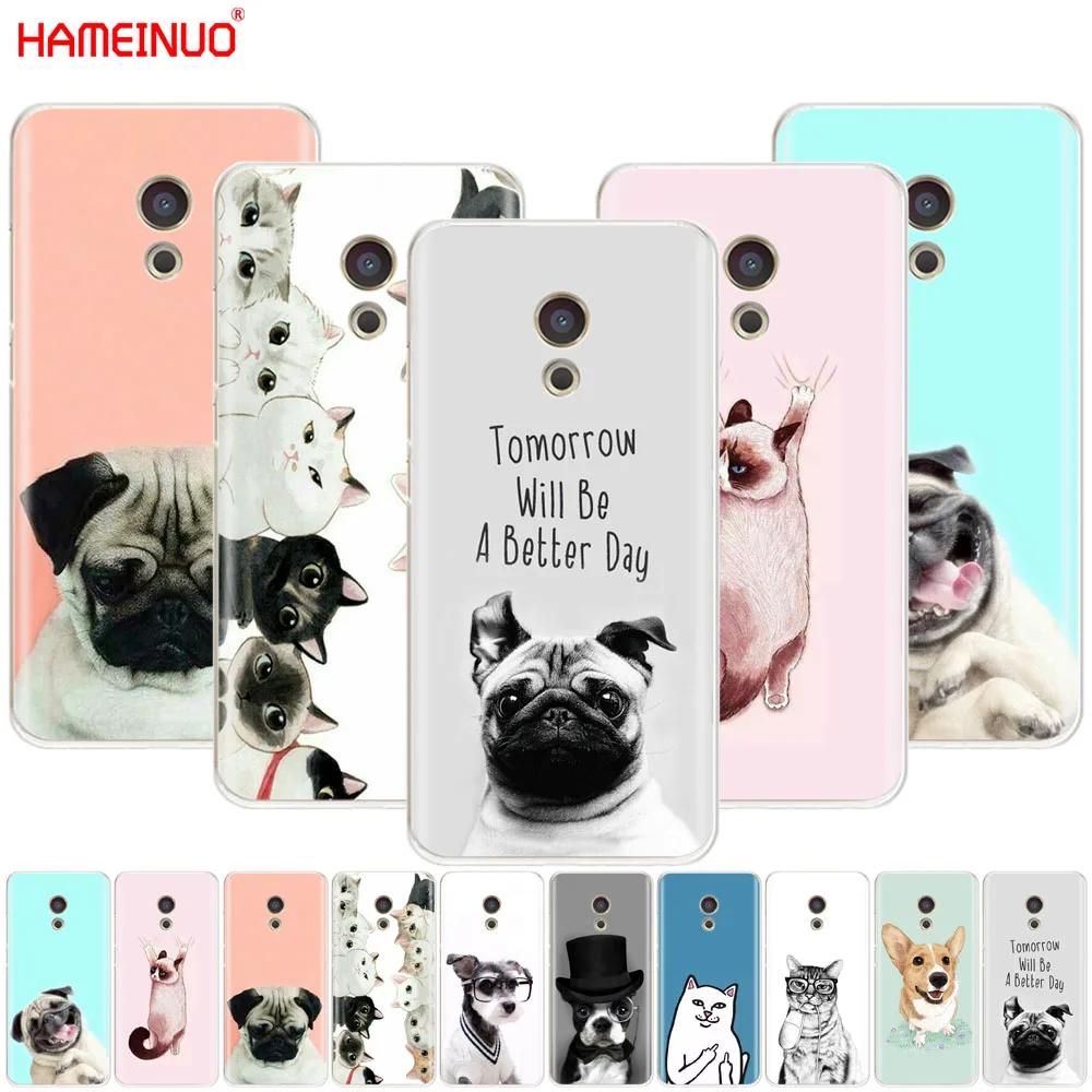 HAMEINUO милый чехол для собаки и кота Meizu M6 M5 M5S M2 M3 M3S MX4 MX5 MX6 PRO 6 5 U10 U20 note plus|Бамперы| |
