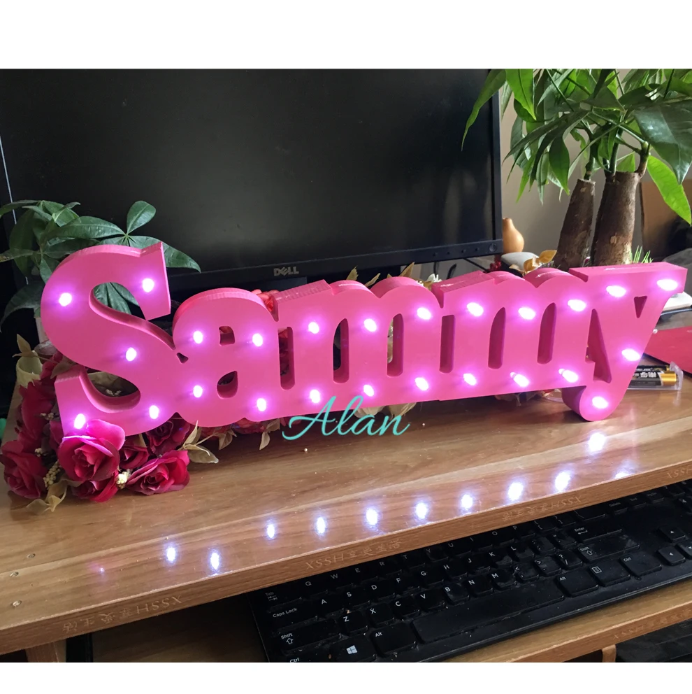 Custom Pink Baby name Bespoke luxury gift Light up letters bespoke light up name 