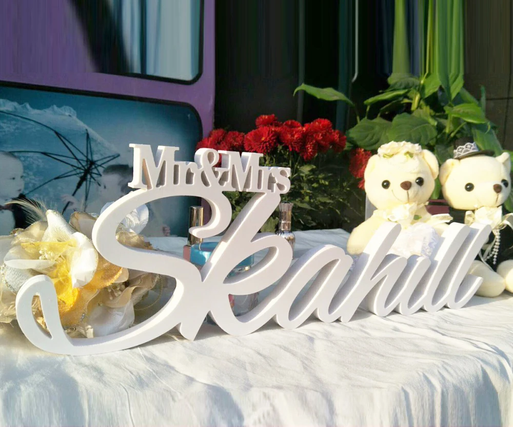 

Personalized White Letter Mr and Mrs LAST NAME Wedding Custom Wedding Sign Mr & Mrs Last Name Table Sign Wedding Decor 6" tall