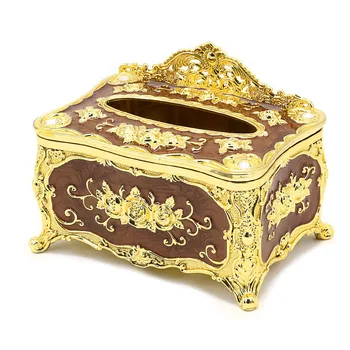 

Elegant Gold Tissue Box,European royal style Napkin Case Organizer Tissue Box Case Home Paper Holdler Storage Box Accessories