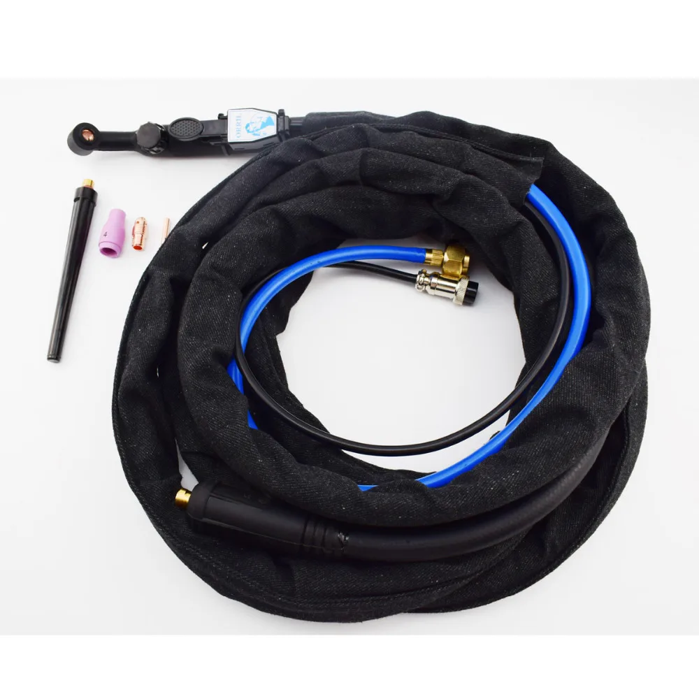

Flex Neck Gas Valve Control TIG Torch WP-9FV 125A Air Cooled Gun 4M Separated 10-25 Power Cable Adapter For TIG Welding Welders
