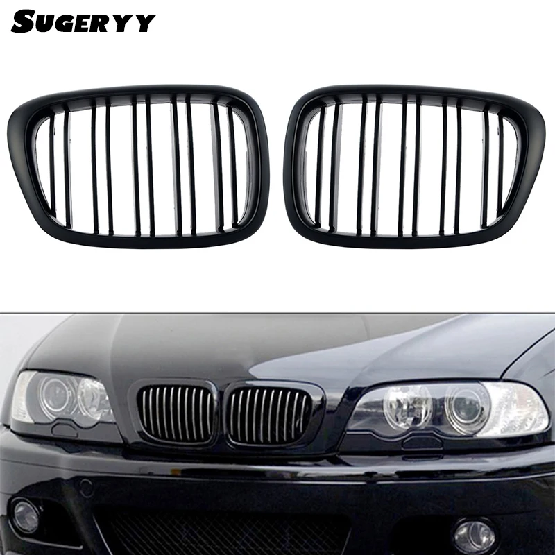 

SUGERYY 1 Pair Racing Grille For BMW E39 5 Series Gloss Black 1999-2003 Car Styling Grill M5 Style Kidney Double Slat Grille