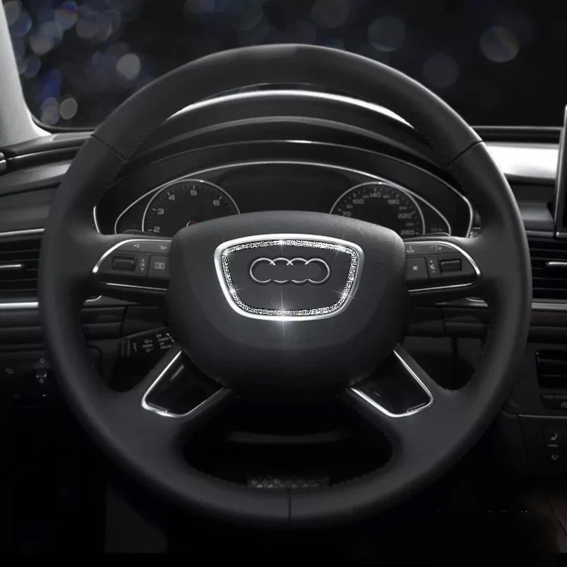 

Car styling Accessories For Audi A4 A3 A6 Q5 Q3 Car steering wheel diamond decoration circle stickers Auto interior sticker
