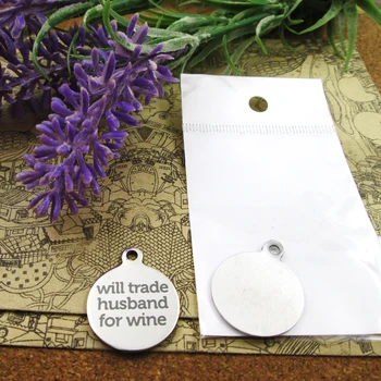 

20pcs--"will trade husband for wine"stainless steel charms more style for choosing DIY Charms pendants for necklace