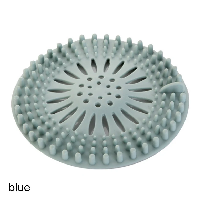 Кухонные аксессуары, принадлежности для ванной и ванной, фиксатор для волос, силиконовый, 1 шт., фильтр для слива, портативный, для душа, сливные крышки, фильтр для раковины - Цвет: Синий