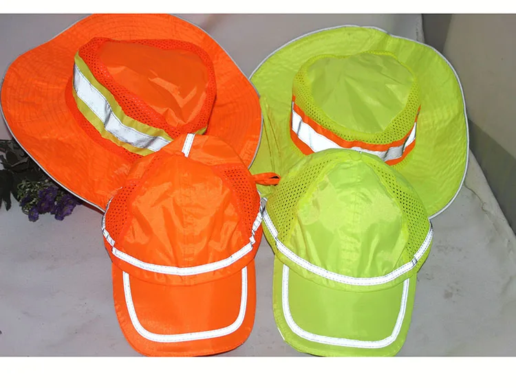 Рабочая защитная шляпа со светоотражающей полосой летняя дышащая Защитная флуоресцентная Кепка Рабочая Солнцезащитная бейсболка