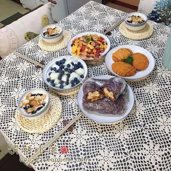 

100% Cotton Handmade Pastoral Crocheted Floral Hollow Tablecloth Washable Wear-Resistant Square Table Covers for Dining Table