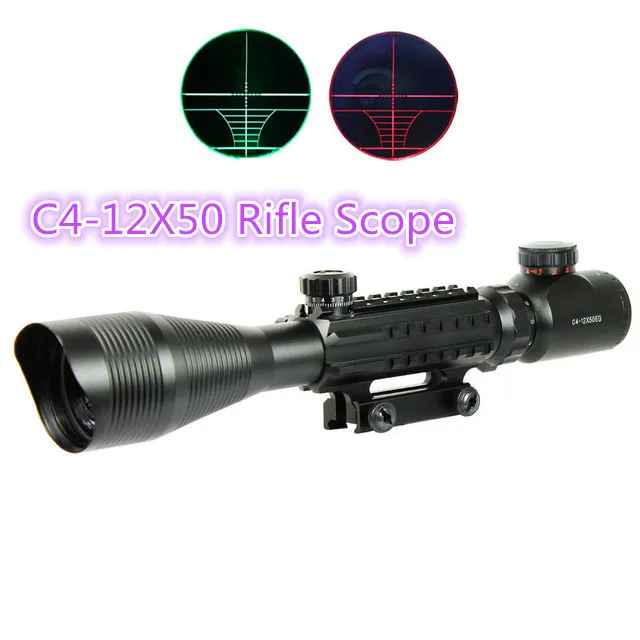 

Airsoft C4-12X50 Tactical Optical Rifle Scope Red Green Dual illuminated w/ Side Rails & Mount Hunting