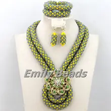 Elegant African Costume Jewellry Set 2015 Handmade Crystal Beads Set Nigerian Wedding Bridal Jewelry Set Free Shipping AEJ706