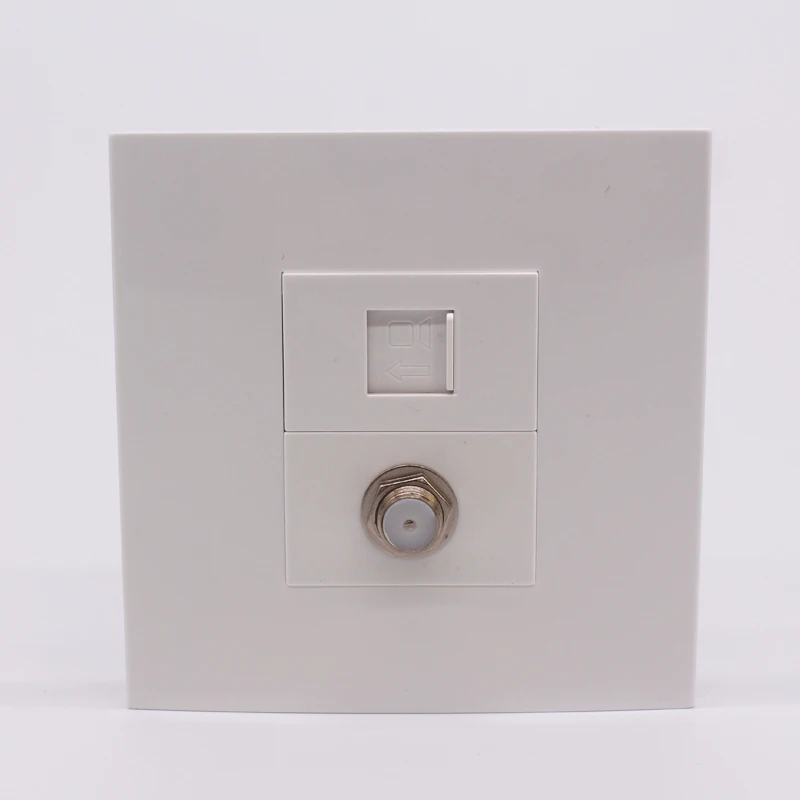 Us 8 0 86mm Wall Outlet Rj45 With F Head Tv Socket For Lan Television Plug White Panel Free Shipment Wall Outlet Rj45 Wall Outletrj45 Outlet