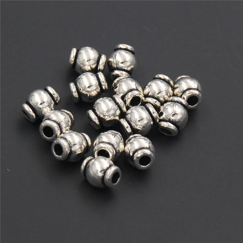 20PCS Antique Silver Round Spacer Beads Metal Oval Spacers 4mm For