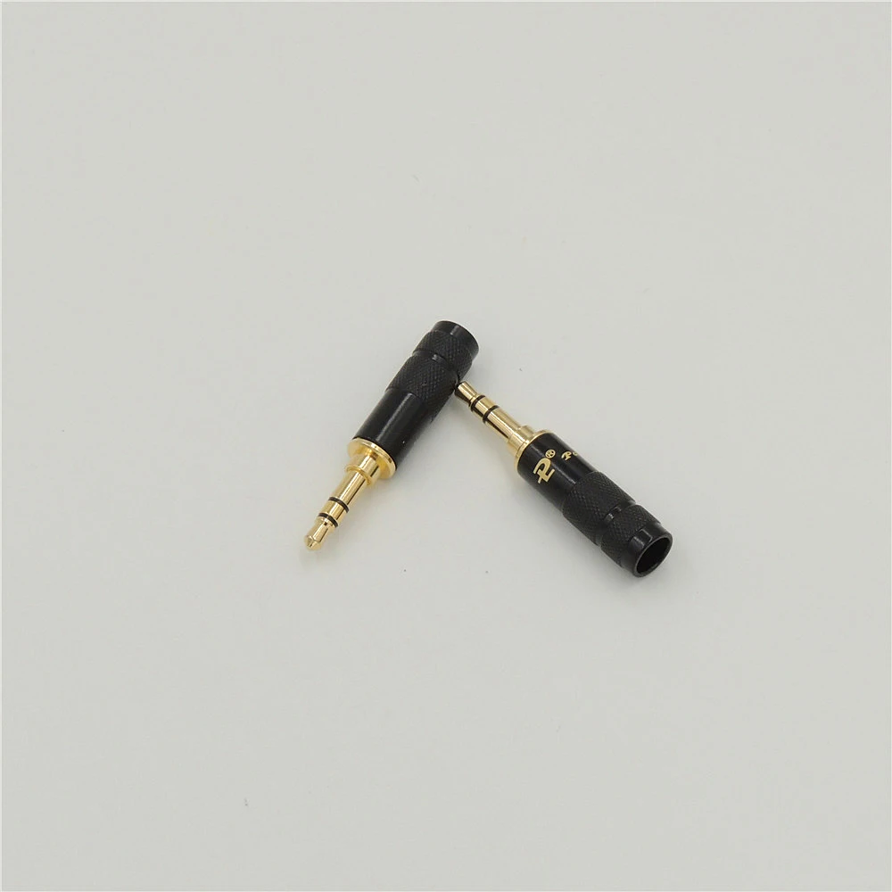3pcs gold plated brass Solder Stereo 4 Pole 3 5mm Plug male headphone jack 90 Degree right Angle Jack Cable adapter connector
