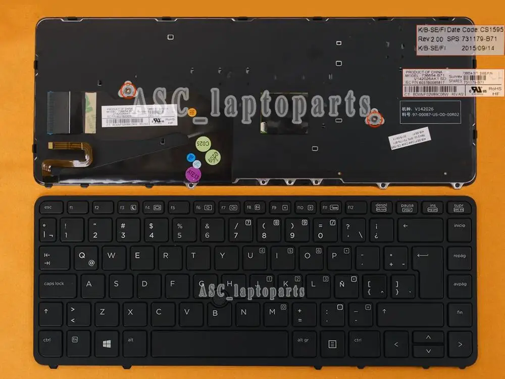 Новая ЛАТИНСКАЯ Испанская Клавиатура Teclado для HP Elitebook 745 G2 750 G1 755 черная рамка