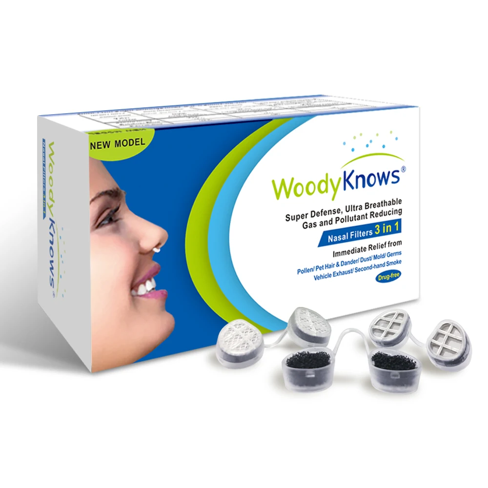

WoodyKnows 3 in 1 Nose Nasal Filters, Combines Super Defense, Ultra Breathable and Gas & Pollutant Reducing Nasal Filters