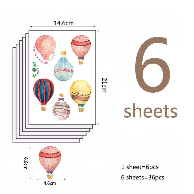 36pcs=1set Hot Air Balloon Watercolor Wall Sticker Color Circle Wall Decals For Kids Room Baby Nursery Decoration Home Decor