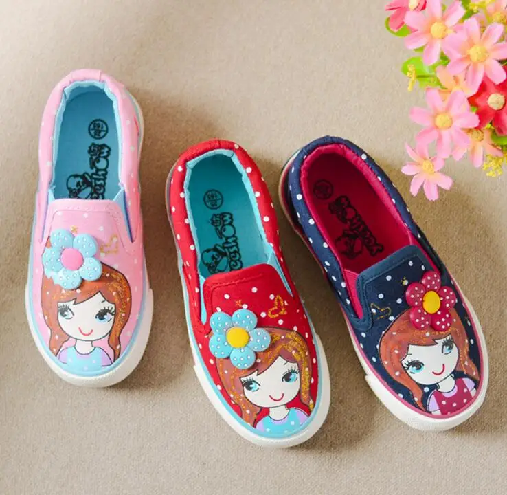 Girls Canvas Shoes 2019 New Spring Breathable Children Flats Polka Dot Fashion Kids Sneakers Princess Low-Top Casual | Детская одежда и