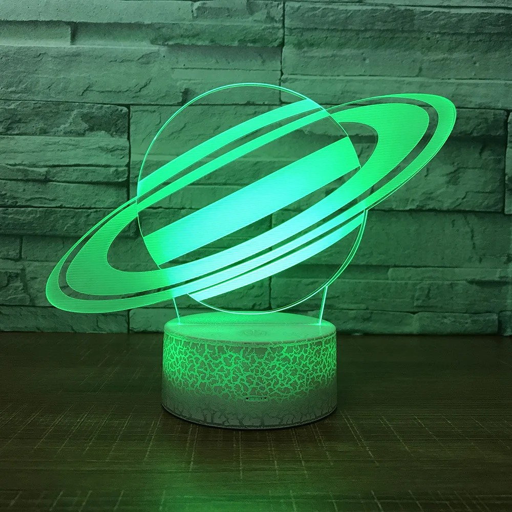 

3D Universe Planet LED Table Lamp 3D Illusion Desk Lamp 7 Color Changing Night Light Kids Gift White Base with Touch Switch