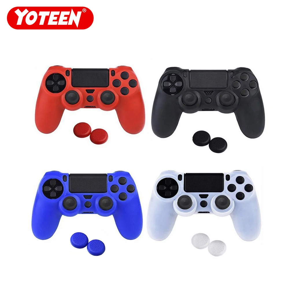 Yoteen Мягкая силиконовая кожа для sony PS4 резиновый чехол Dualshock 4 игровой контроллер Крышка Thumbstick Caps