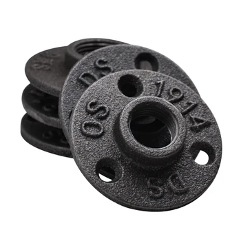 

1pcs/lot G1/2'' and G3/4'' Pipe Antique Wall Floor Flange Seat Classic Cast Iron Floor Flange Retro Black Iron Pipe Fitting