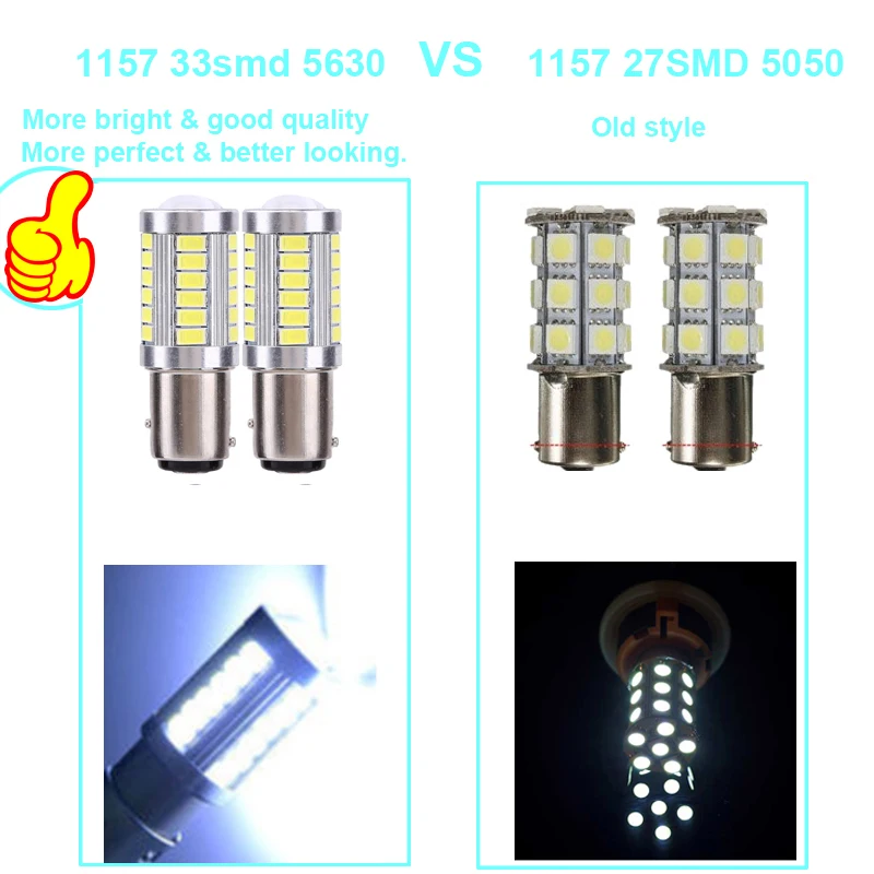 2pcs High Power 5630SMD 33 Led BA15S P21W 1156 Auto Car LED Bulbs RV Camper Trailer Interior Light Bulbs Turn Signal Light Red White (6-3)