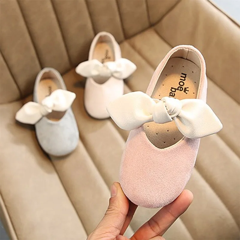 

2019 Spring Girls Shoes Butterfly-knot Mary Janes Shoes Baby Kids Casual Shoes Faux Suede Girl Single Shoes Children 1-9 Years