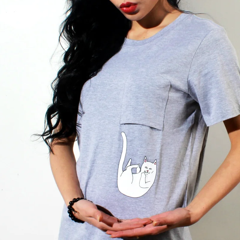 ZSIIBO-Pocket-Harajuku-Cat-Women-Short-Sleeve-T-shirt-Casual-O-Neck-Funny-Print-Lady-Top