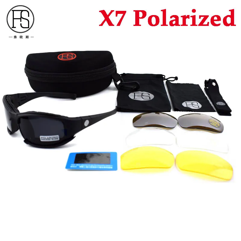 Горячие X7 C5 Тактические Солнцезащитные очки мужские спортивные поляризационные очки страйкбол охотничьи очки для стрельбы Пешие прогулки Кемпинг UV400 очки - Цвет: Polarized X7