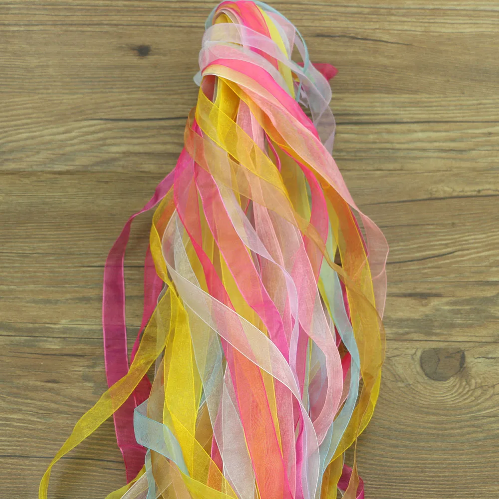 

Mix Random delivery 50 yards 2cm-4cm beautiful silk Organza Wedding Decoration ribbon crafts gift packaging belt